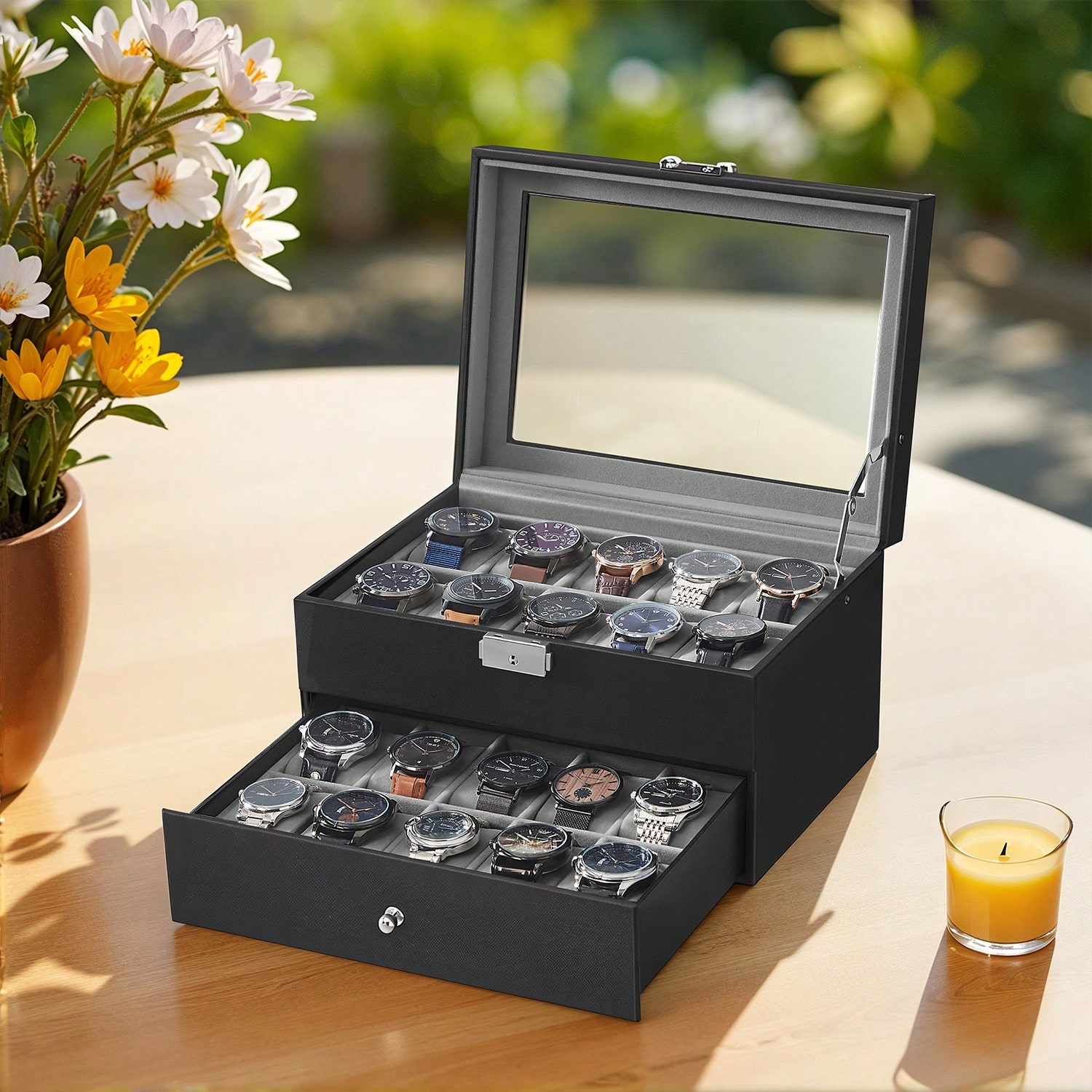 Jewelry Watches Men - Caja para Relojes de 20 Ranuras