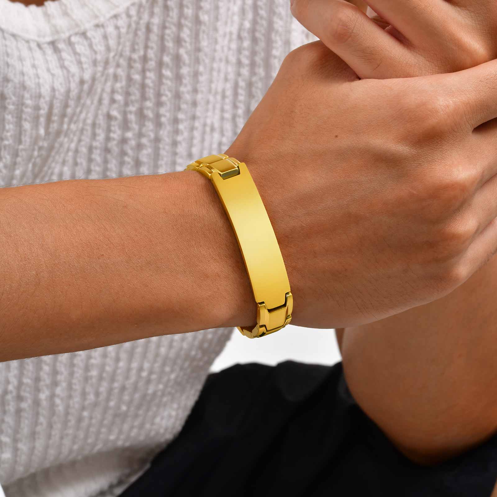 Pulsera grabada con texto de n - Jewelry Watches Men reseña y precio