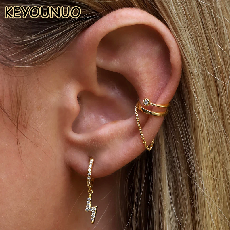 KEYOUNUO-pendientes de cadena  - Ear Cuff No Piercing reseña y precio