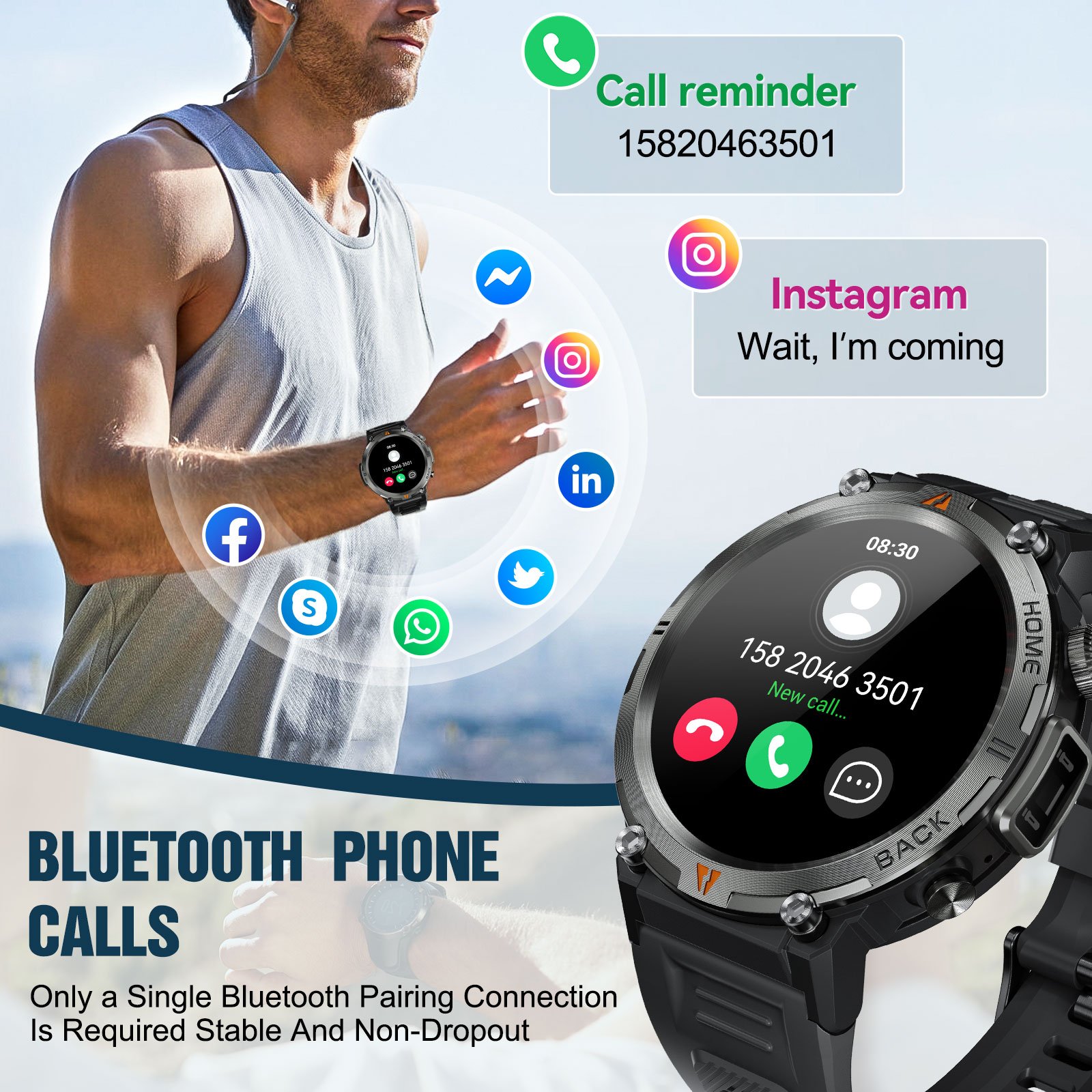 EIGIIS KE3 Bluetooth llamada r - Italian Jewelry Watches reseña y precio