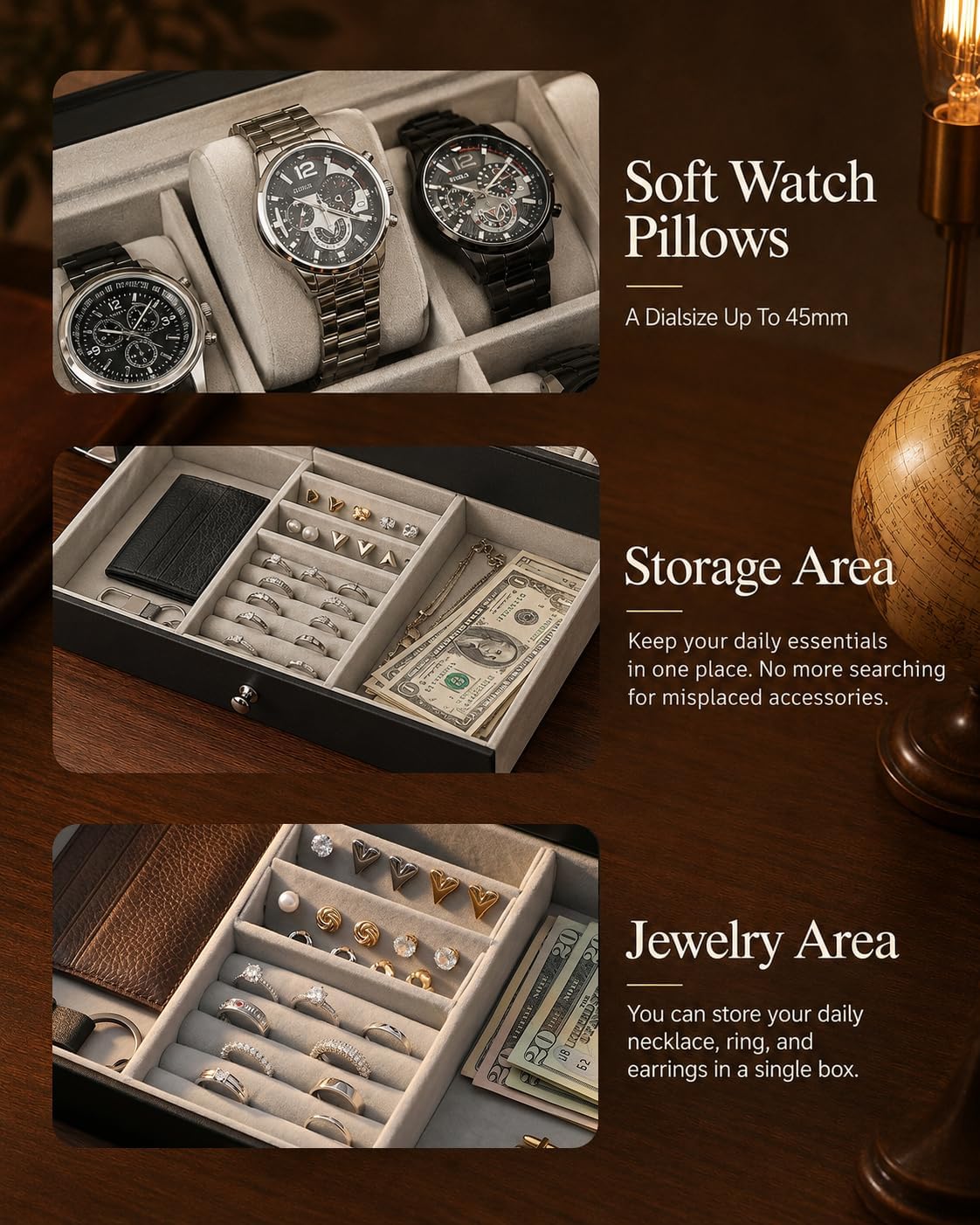 Estuche Organizador de Relojes - Jewelry Watches Men reseña y precio